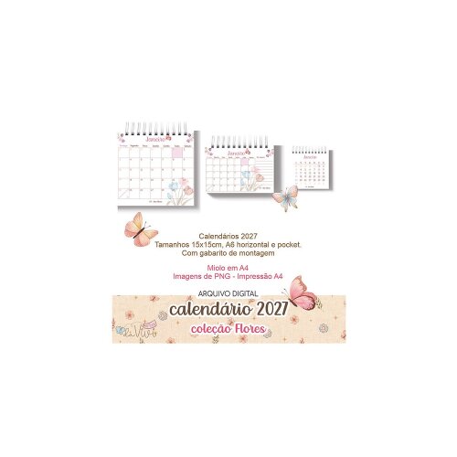 Calendário 2027 coleção flores