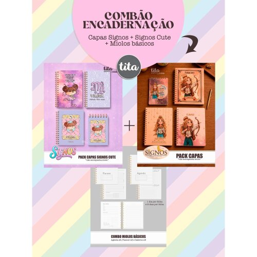 ArquivoSignos 2026 - Combo Capas (cute + zodíaco) + Miolos básicos Tita