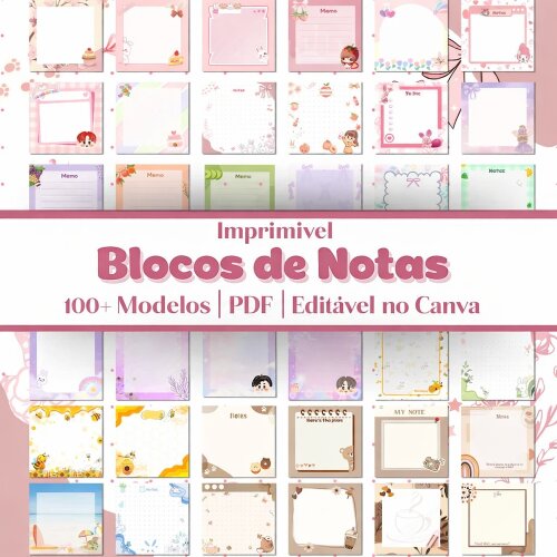Pack Bloquinhos - 100 modelos editáveis no canva