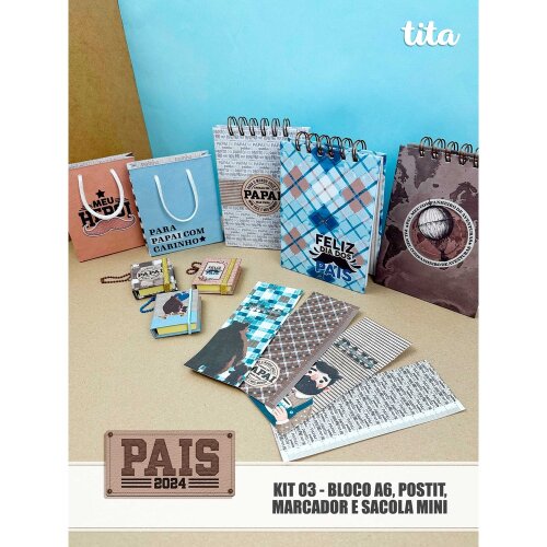 Pais 2024 - Kit 03 - Bloco, Postit, Marcador e Sacola