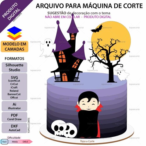 Topo de bolo Halloween Drácula