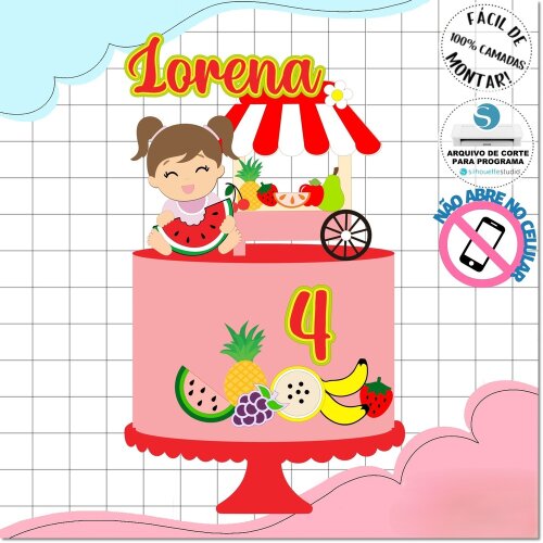 Topo de Bolo Frutas   Pomar 65