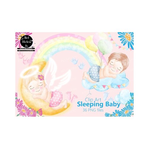 Kit Digital anjo baby cute watercolor aquerela, png, clipart, fundo transparente 23