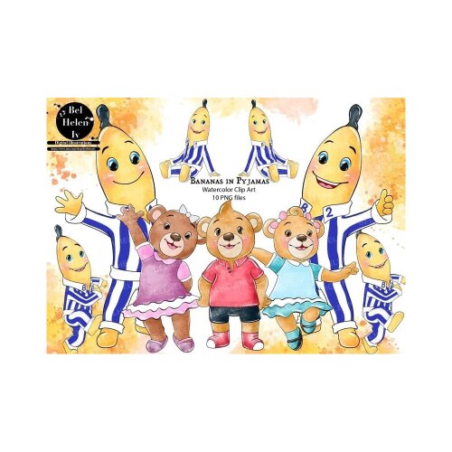 Kit Digital Bananas de Pijamas PNG  Bananas in Pyjamas Clipart  Arquivos Digitais