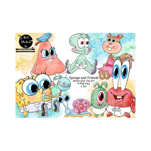 Kit Digital Bob Esponja Baby PNG  SpongeBob Baby Clipart  Amigos da Fenda do Biquíni  Arquivos Digitais