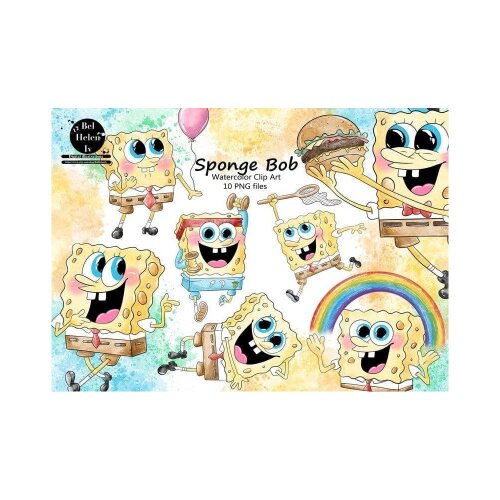 Kit Digital Bob Esponja PNG  SpongeBob Clipart  Elementos Aquarela  Arquivos Digitais