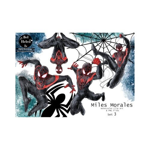 Kit Digital Miles Morales PNG  Homem-Aranha Aranhaverso Clipart  Spider-Man  Arquivos Digitais