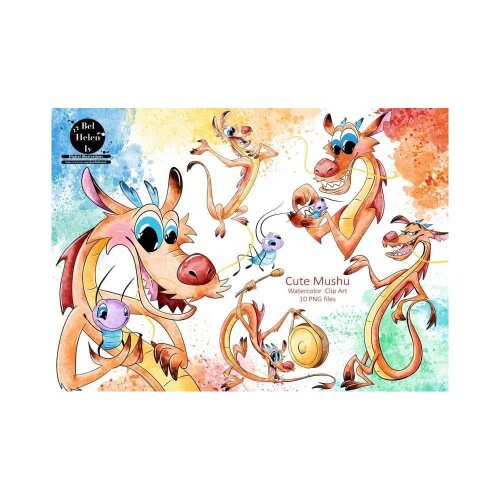 Kit Digital mush watercolor aquerela, png, clipart, fundo transparente 23
