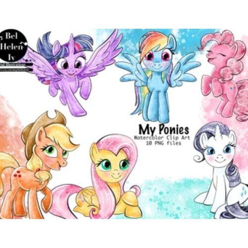 Kit Digital My Little Pony PNG  Little Pony Clipart  Pôneis Aquarela  Arquivos Digitais