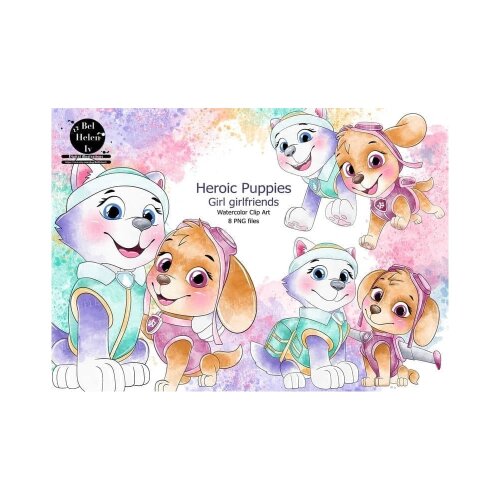Kit Digital Patrulha Canina PNG  Skye e Everest Clipart  Paw Patrol Aquarela  Arquivos Digitais