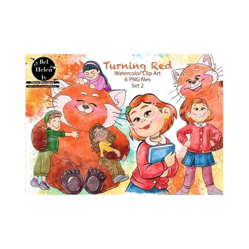 Kit Digital Red Crescer é uma Fera PNG  Turning Red Clipart  Elementos Aquarela  Arquivos Digitais
