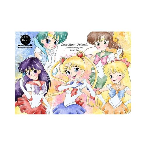 Kit Digital Sailor Moon PNG  Guerreiras Lunares Clipart  Elementos Anime  Arquivos Digitais