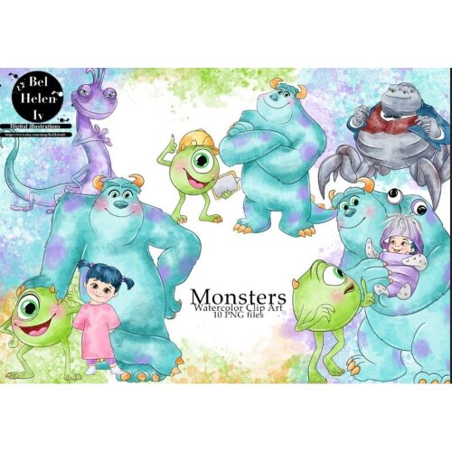 Kit Digital Universidade Monstros PNG  Monsters Inc Clipart  Elementos Aquarela  Arquivos Digitais