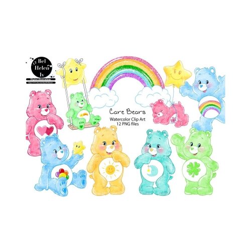 Kit Digital Ursinhos Carinhosos PNG  Care Bears Clipart  Elementos Aquarela  Arquivos Digitais