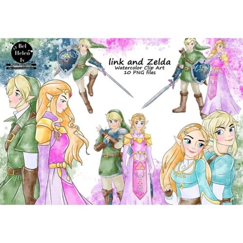 Kit Digital Zelda PNG  Link e Zelda Clipart  The Legend of Zelda  Arquivos Digitais