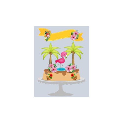 Topo de Bolo Flamingo 04