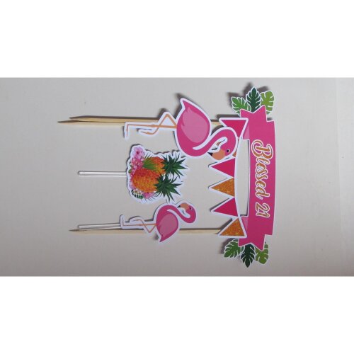 Topo de Bolo Flamingo 11