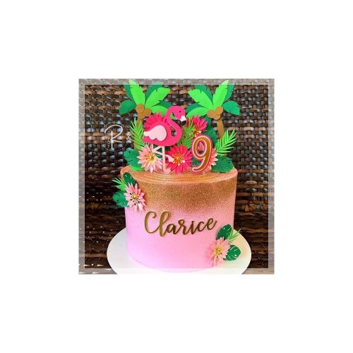 Topo de Bolo Flamingo 16