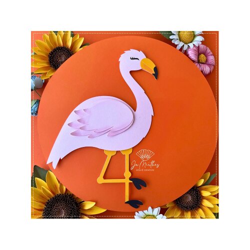 Topo de Bolo Flamingo 17