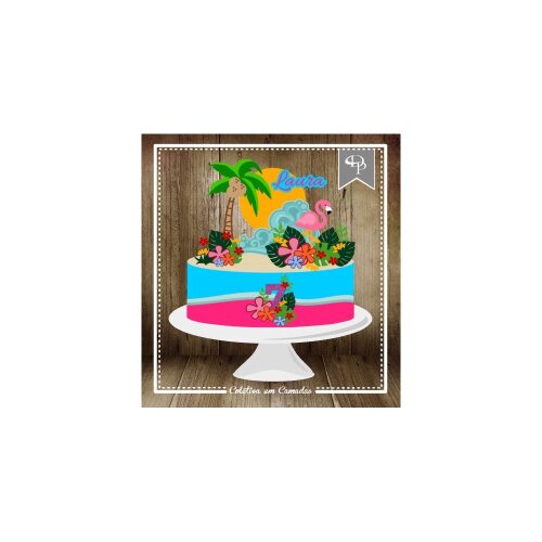 Topo de Bolo Flamingo 26