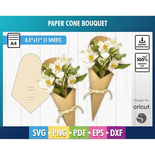 Arquivo de corte Molde para capa de buquê em cone