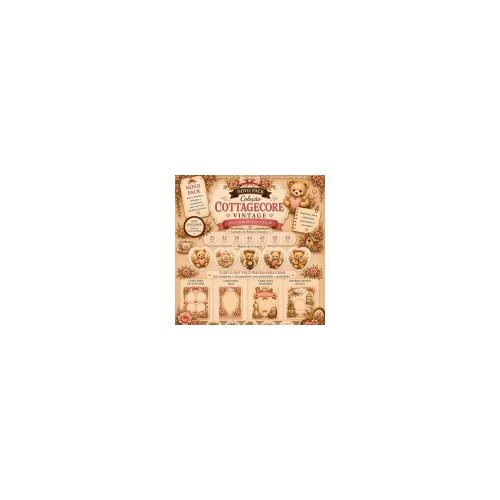 PACK COLEÇÃO COTTAGECORE VINTAGE – ARTES PARA BOTTONS E CARDS