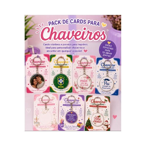 Pack de cards para chaveiro
