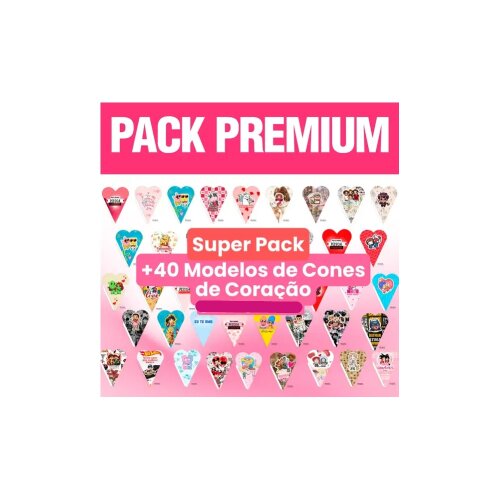 Pack Premium + 50 Moldes de Cones de Coração