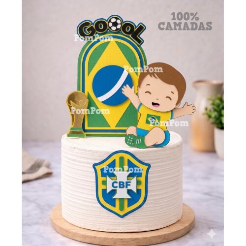 Topo de Bolo Futebol Brasil 0121
