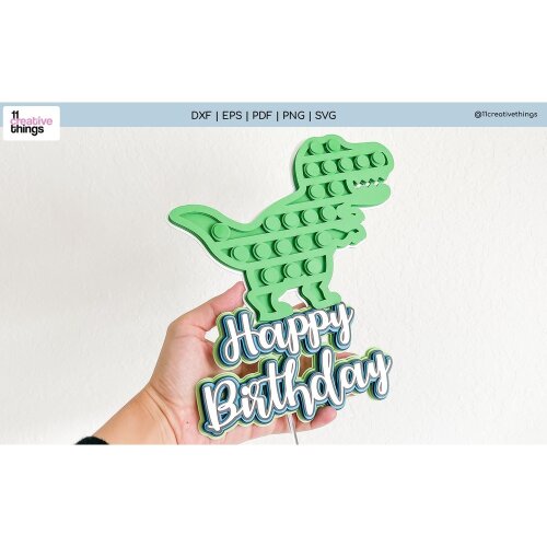 Topo de Bolo Pop it dinossauro