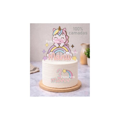 Topo de Bolo Unicórnio kawaii cute