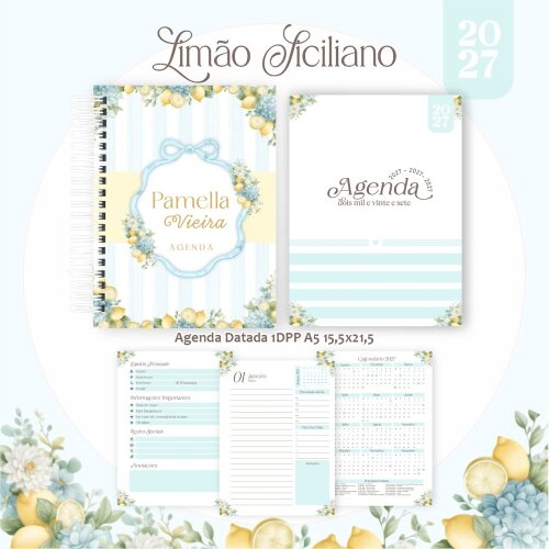 Pack Encadernação 2027 , Agenda, Planner, Calendário 4) LIMÃO SICILIANO