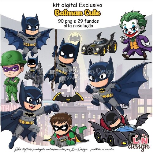 Kit Digital Papelaria Personalizada png Batman Cute ( Drive da Ana)