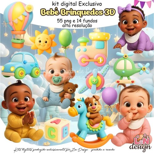 Kit Digital Papelaria Personalizada png Bebê Brinquedos ( Drive da Ana)