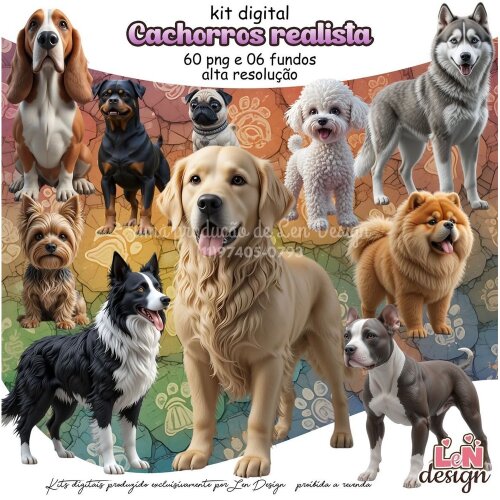 Kit Digital Papelaria Personalizada png Cachorros Realista ( Drive da Ana)