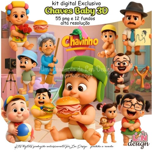 Kit Digital Papelaria Personalizada png Chaves Baby ( Drive da Ana)