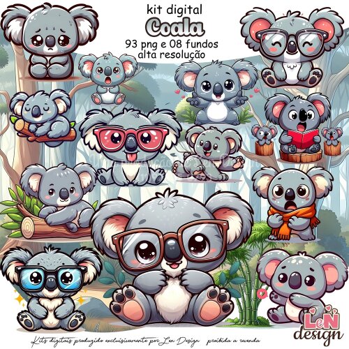 Kit Digital Papelaria Personalizada png Coala ( Drive da Ana)