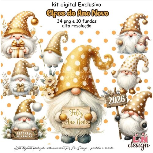 Kit Digital Papelaria Personalizada png Elfos do Ano Novo ( Drive da Ana)