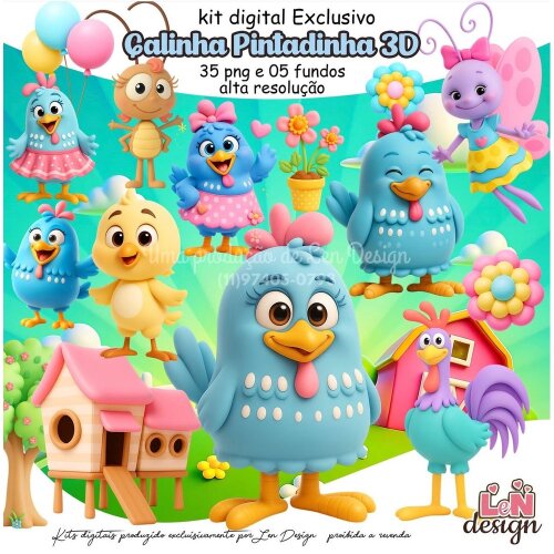 Kit Digital Papelaria Personalizada png Galinha Pintadinha ( Drive da Ana)