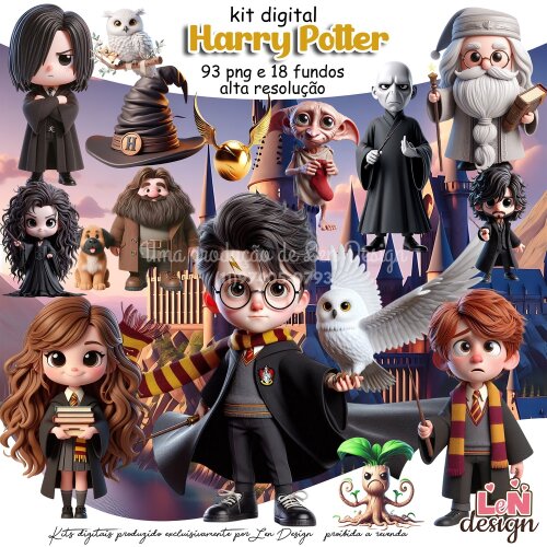 Kit Digital Papelaria Personalizada png Harry Potter ( Drive da Ana)