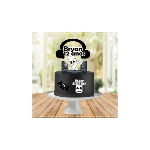 Topo de bolo DJ Marshmallow 01