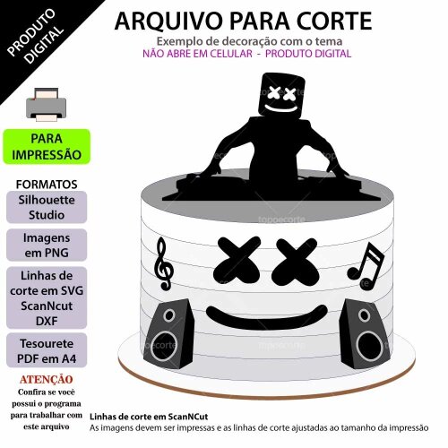 Topo de bolo DJ Marshmallow 02