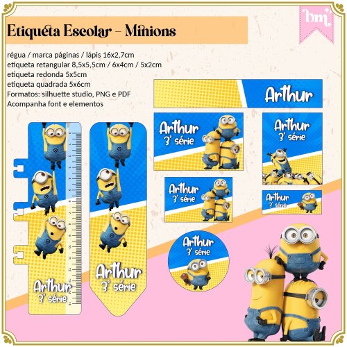 Kit Digital Etiqueta escolar para imprimir  Minions V4 EE