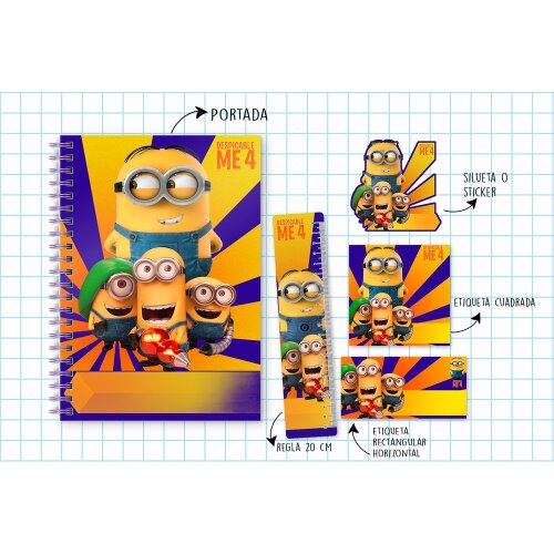 Kit Digital Etiqueta escolar para imprimir  Minions V7 EE