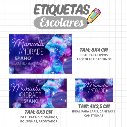 Kit Digital Etiqueta escolar para imprimir  Universo - Espaço V2 EE