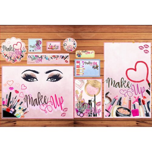 Kit Digital Etiqueta escolar para imprimir  Maquiagem - Make Up V1