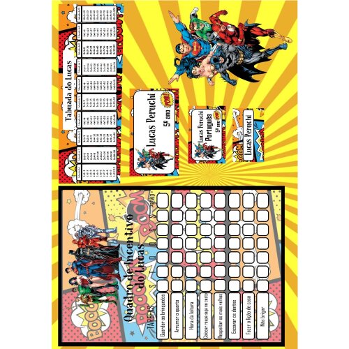 Kit Digital Etiqueta escolar para imprimir  Liga da Justiça V1