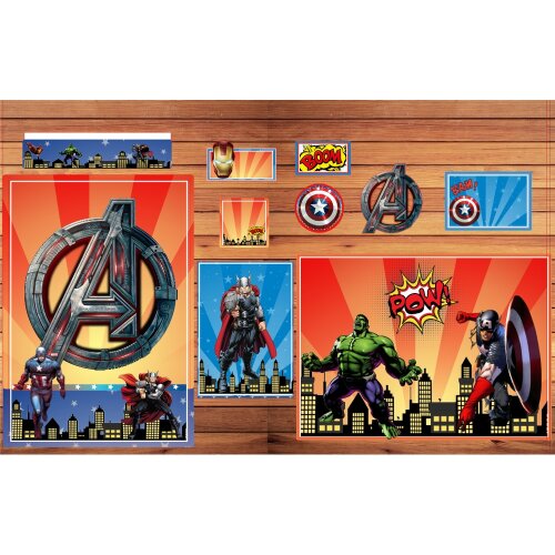 Kit Digital Etiqueta escolar para imprimir  Os vingadores V4 EE