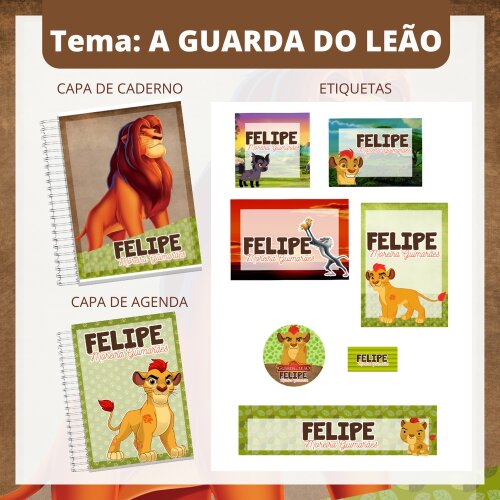 Kit Digital Etiqueta escolar para imprimir  A guarda do Leão
