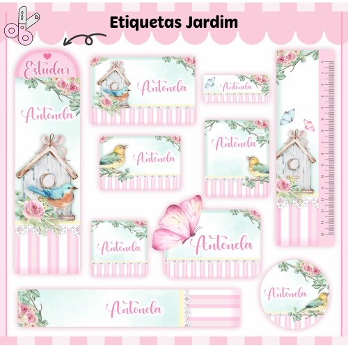 Kit Digital Etiqueta escolar para imprimir  Jardim V1 EE